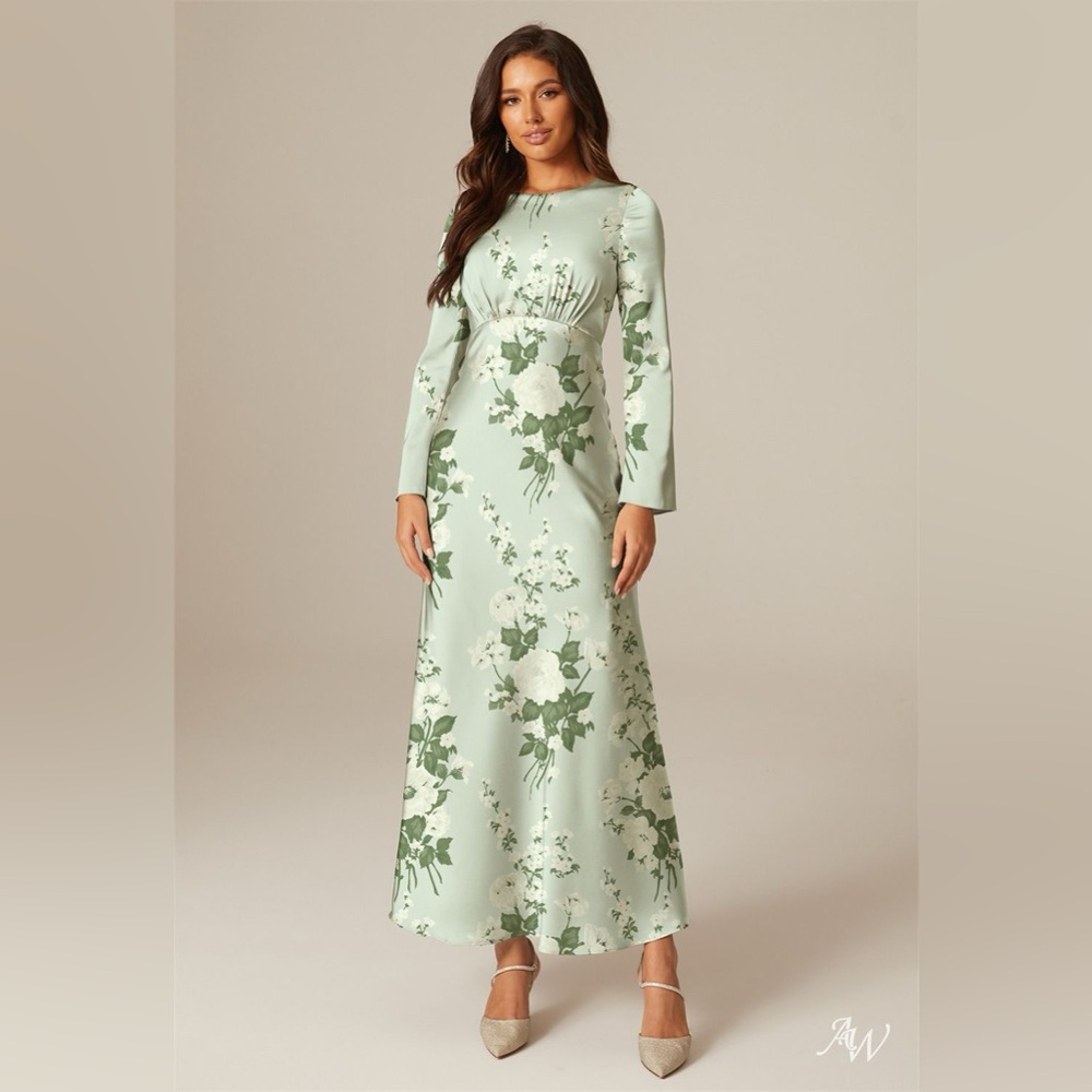 AW Bridal Sz 14 Ginevra Mottled Moss Green Dress‎